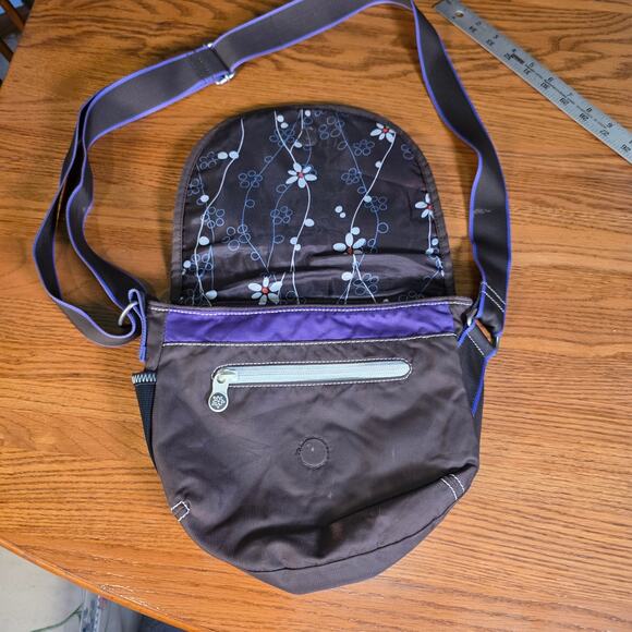 Sherpani Purple Brown Floral Nylon Crossbody Messenger Travel Bag Adjustable - Picture 8 of 13